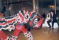 León danzando frente al matrimonio